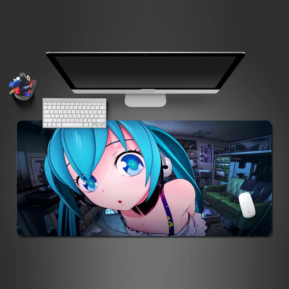 

Hatsune Miku Mouse Pad Speed Game Player Control Playing Pad High Quality Non-slip Personal Computer Keyboard Large Table Mat