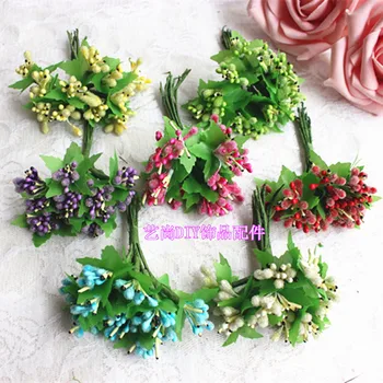

120 PCS simulation couronne materiaux gros perle petites baies decoration canne chapeau 1 paquet de 12 fleur