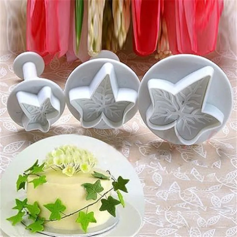 

SEAAN 3Pcs/Set Maple Leaf Shape Fondant Cookie Plunger Cutters Cake Sugarcraft Mold Decorator Tools Christmas Bakeware