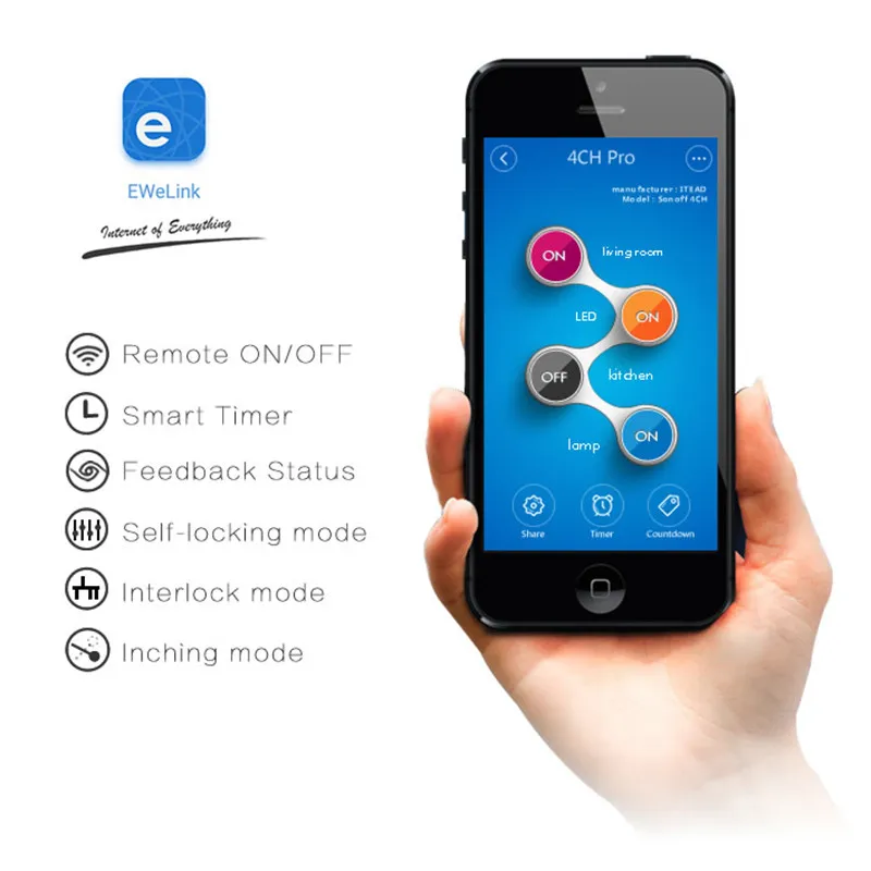 Sonoff 4CH Pro R2 умный дом Wifi переключатель 4 банды инчирование самоблокирующийся интерлок eWelink, приложение управление умным приложением дистанционный переключатель
