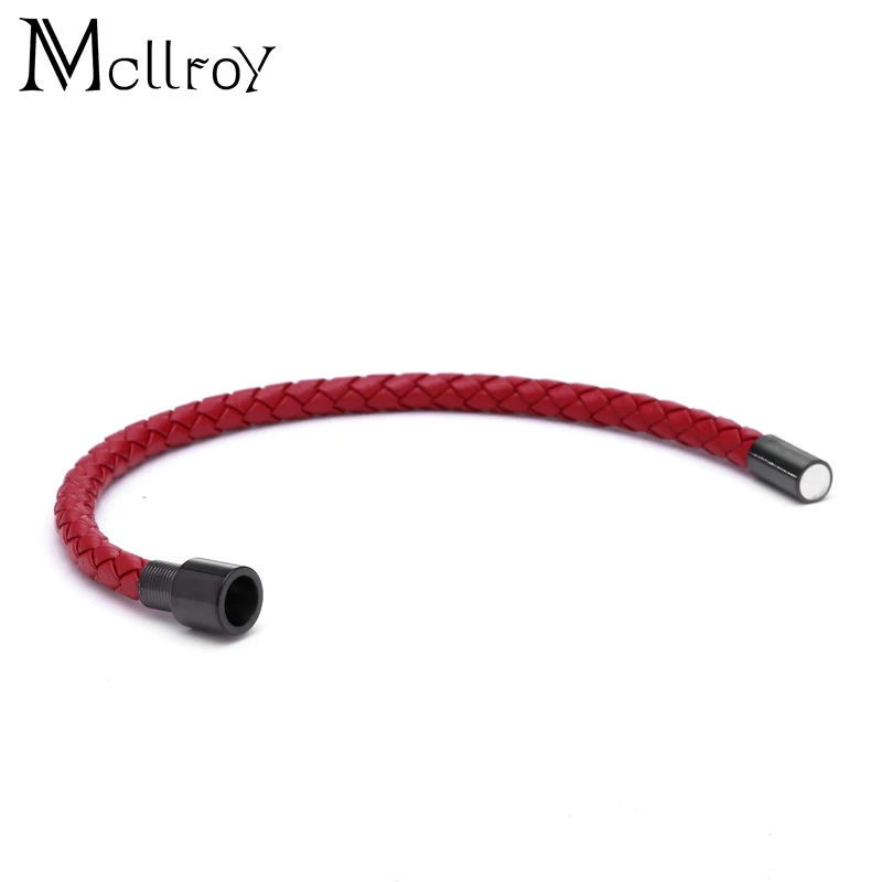Mcllroy Men Jewelry Geunine Leather Bracelet Hand Chain Vintage Accessories Stainless Steel Bangles Male Bracelets homme 2018