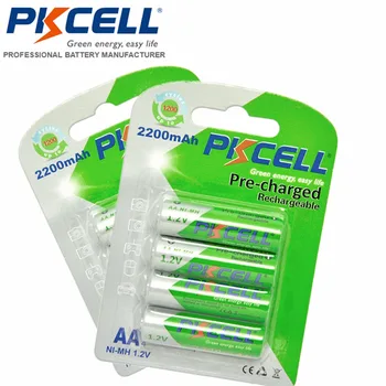 

PKCELL 8Pcs/2Pack 2200mAh 1.2V AA NI-MH Battery NIMH Low Self Discharge 2A Rechargeable Battery Bateria Baterias With 1200 times