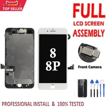 Conjunto completo de tela lcd aaa, para iphone 8 e plus, tela lcd, digitalizador de toque 3d, 8 plus substituição de montagem