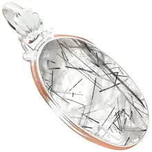 Lovegem черный рутил кулон 925 пробы серебряные ювелирные изделия, 41 мм, AP2275