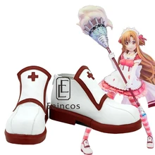 Anime Espada Arte Online Asuna Yuki Criada Corto Botas Zapatos de Fiesta Cosplay Por Encargo