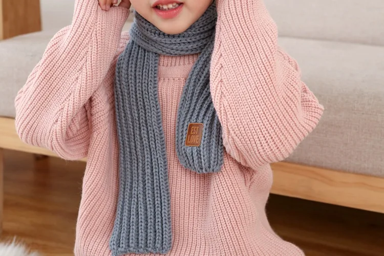 Jeseca шарфы для мальчиков и девочек; сезон осень-зима; теплый воротник; корейский стиль; модный однотонный вязаный шарф; милый теплый шарф для детей
