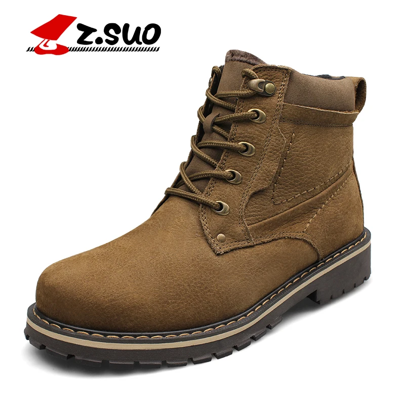 ZSUO/зимние мужские замшевые Теплые ботильоны, большие размеры 37-47, Рабочая обувь для улицы, модная обувь, Zapatos De Hombre