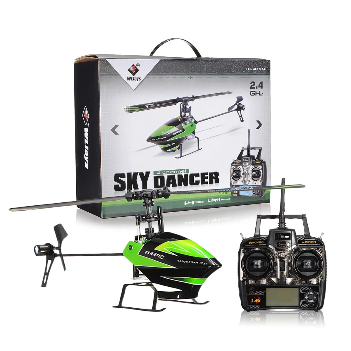

High Quality WLtoys V955 2.4G 4CH 3-Axis Gyro Mode Switch RC Helicopter RTF With Transmiter For Kids Birthday Gift