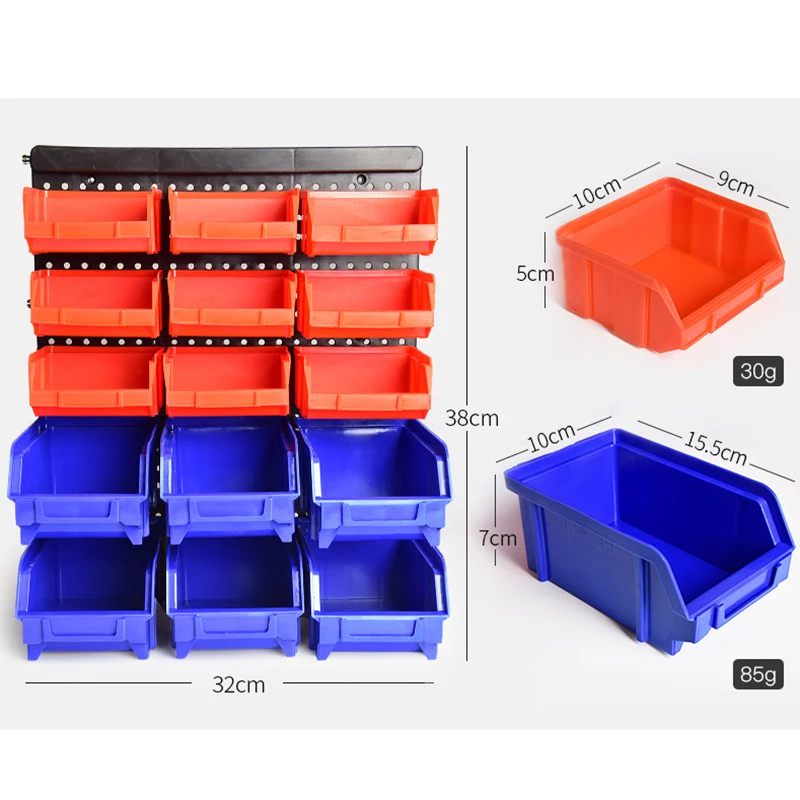 Wall-Mounted Storage Box Tool Parts Garage Unit Shelving Plastic Tool ...