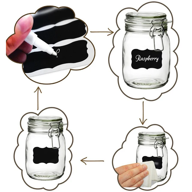 8pcs set fancy black board kitchen jam jar label labels stickers jar labels