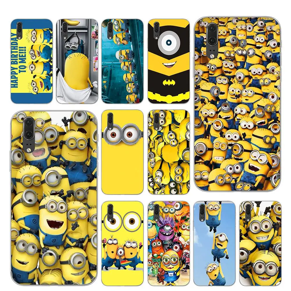 

Funny 3D Minions cartoon Phone Case for Huawei P30 P20 P10 Mate 10 20 Pro Lite Cover