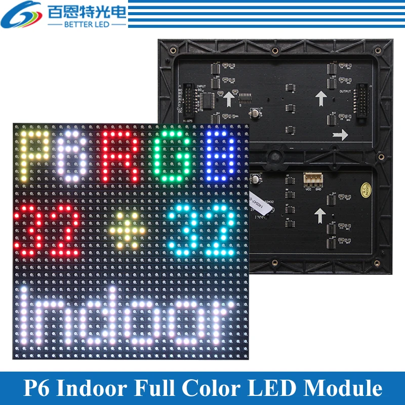

P6 LED screen panel module 192*192mm 32*32 pixels 1/16 Scan 3in1 SMD RGB Indoor P6 Full color LED display panel module