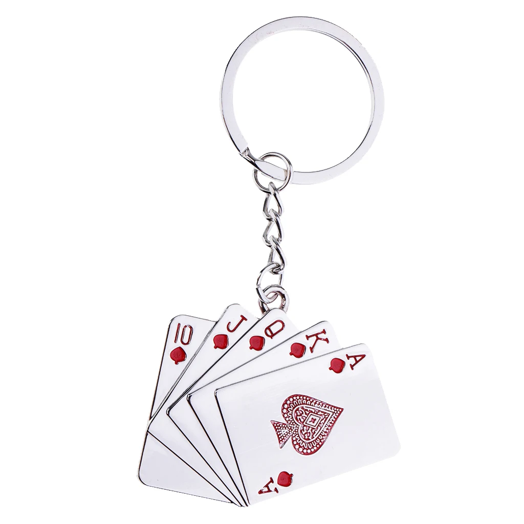 Metal Poker Cards Key Chain Ring Men Poker Key Chains Club Car Keychain