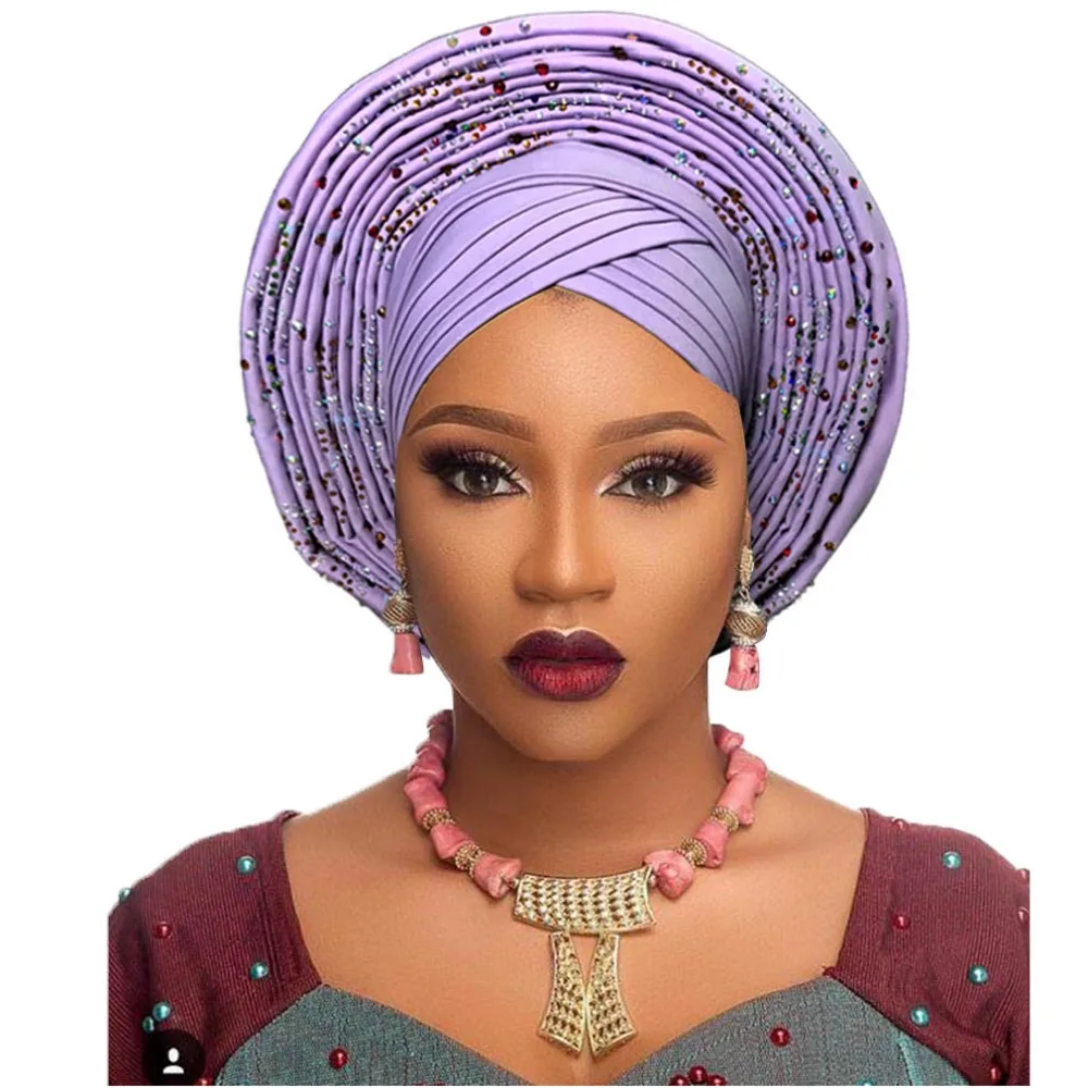 Традиционная африканская головная повязка, африканская шляпа, головной убор для женщин, нигерийский геле, тюрбан, повязка на голову, уже сделанная aso oke gele, головной убор