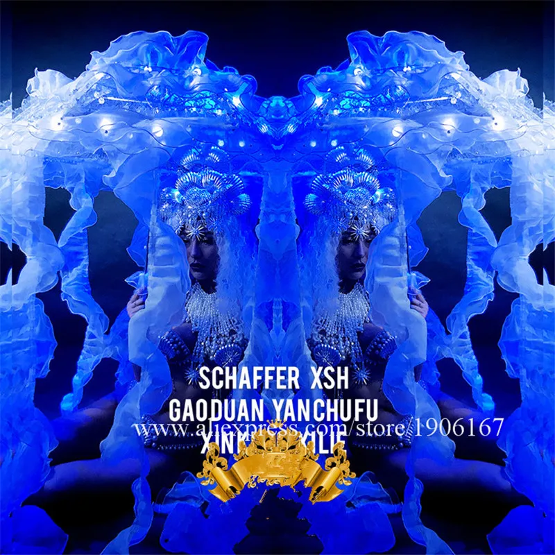 Nightclub GOGO female silver shell jellyfish sexy goddess costume dance team marine jellyfish party costumes02