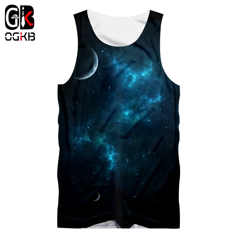 

OGKB Homme Tank Tops Gyms 3D Sleeveless Shirt Print Starry sky Hiphop Large Size Habiliment For Men Summer Sleeveless Shirt