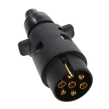 

12V 7-Way Round Plastic RV Trailer Plug Connector Plug Standard European Trailer Plug Car Black for Trailers, RVs