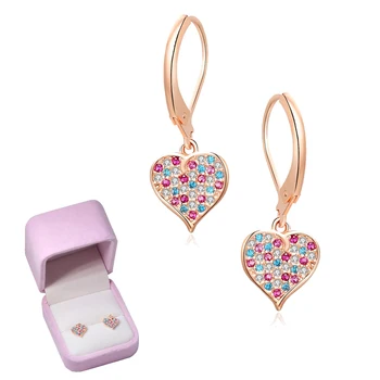 

Heart earrings cute Silver and gold Earring Brilliant Splendid Sweet Love Earrings for girls child women good gift Pendientes