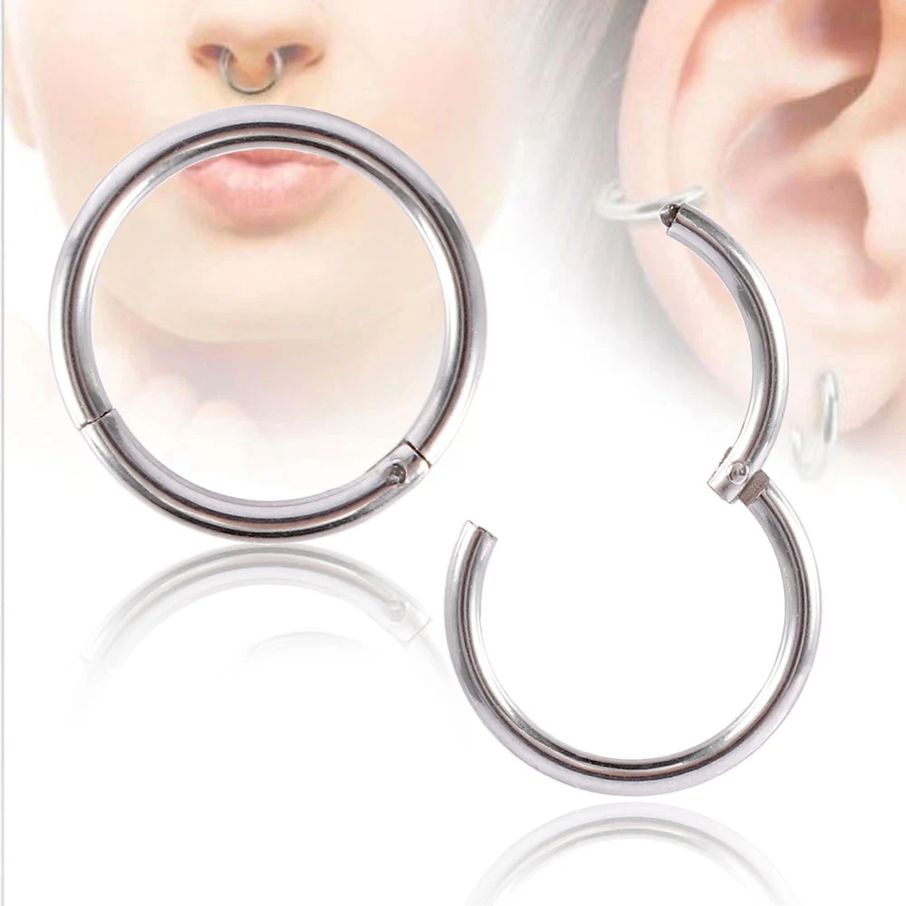 

1PC G23 Titanium Hinged Segment Nose Ring 14g Nipple Septum Ear Cartilage Body Lip Piercing Unisex Fashion Jewelry