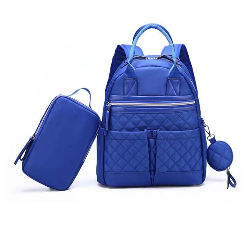 

Hot new fashion Mummy bag backpack 4 piece set waterproof nylon baby diaper bag simple handbag out of care storage bag