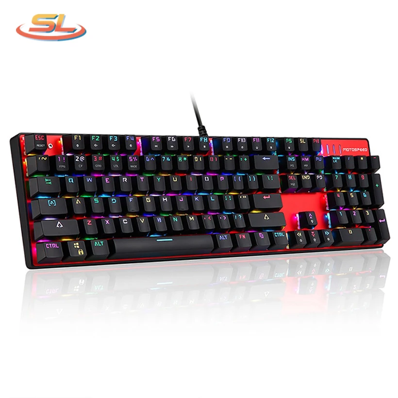  CK104 Gaming Wired Mechanical Keyboard 104 Keys Real RGB Blue Switch LED Backlit Anti-Ghosting mag 