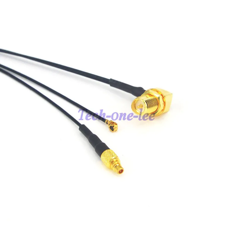 2 шт./лот RP-SMA RP SMA женский в Y Тип двойной MMCX Мужской 1.13 помощью соединительного кабеля + IPX 1.13 IPX адаптер Соединительный кабель