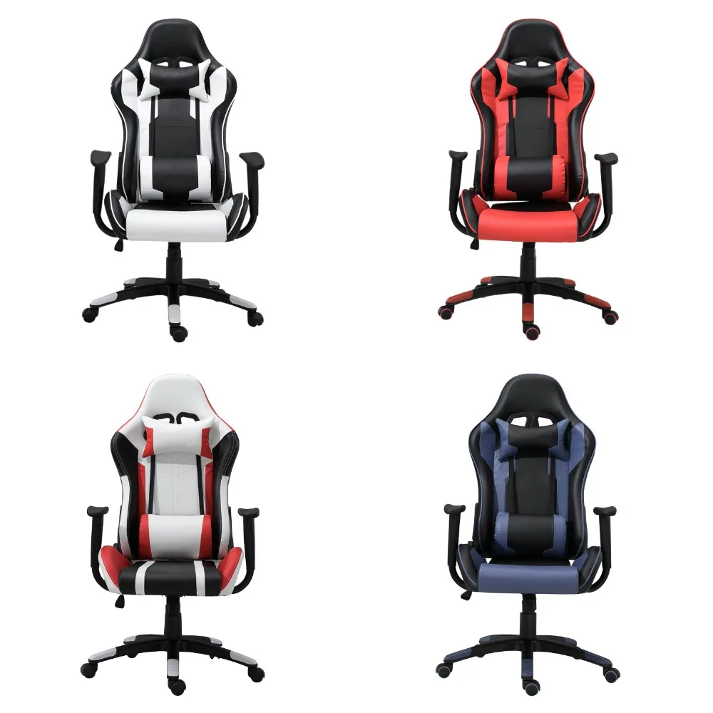 

Samincom L21.3"*W21.3"*H50"~53.9" PU Leather Office Racing Chair High-Back Headrest and Lumbar Support Gaming Chair