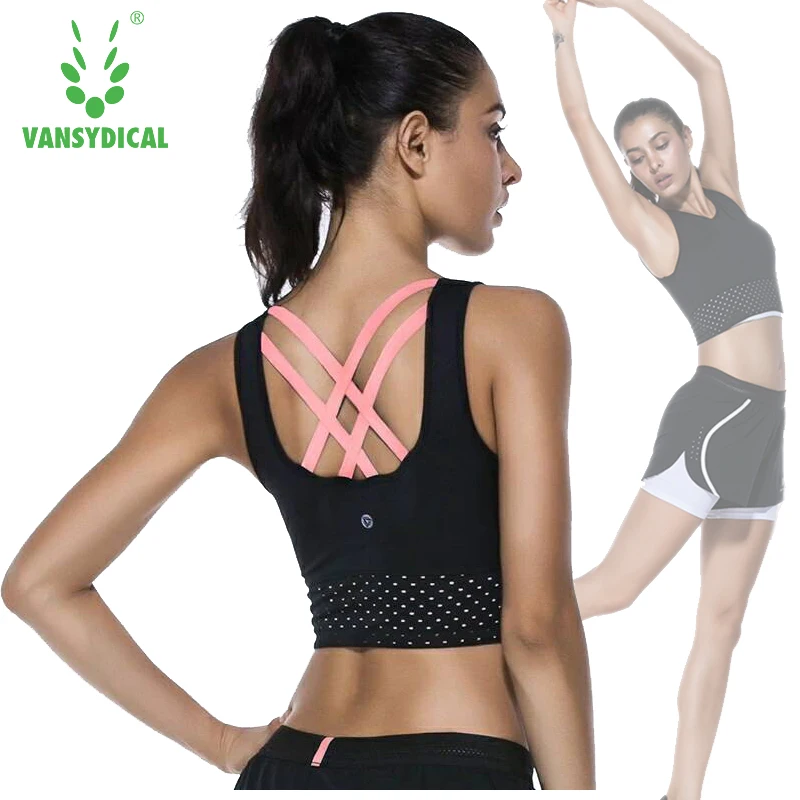 Buy Vansydical Sexy Backless Womens Gym Yoga Bra Sports Underwear Shockproof