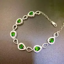 Натуральный зеленый диопсид браслет с драгоценными камнями браслет из натурального драгоценного камня 925 серебряный браслет женские элегантные капли воды вечерние ювелирные изделия подарок