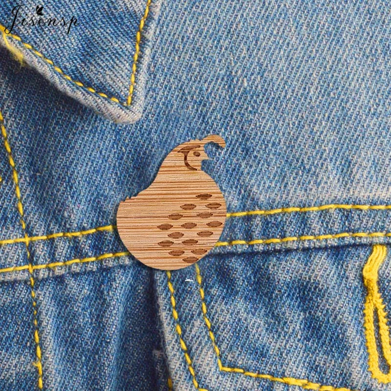 Bird Brooch, Bird Pin, Quail Pin, Wood Jewelry