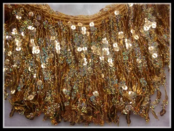 

15cm Width Fringe sequins lace trim Stage clothing accessories lace Diy belly dance dress 15yards/lot