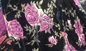 

Free New Fashion African Wax Cotton Fabric High Quality Silk Velvet Dress Fabric Rose Flowers Wholesale/Retail telas por metros