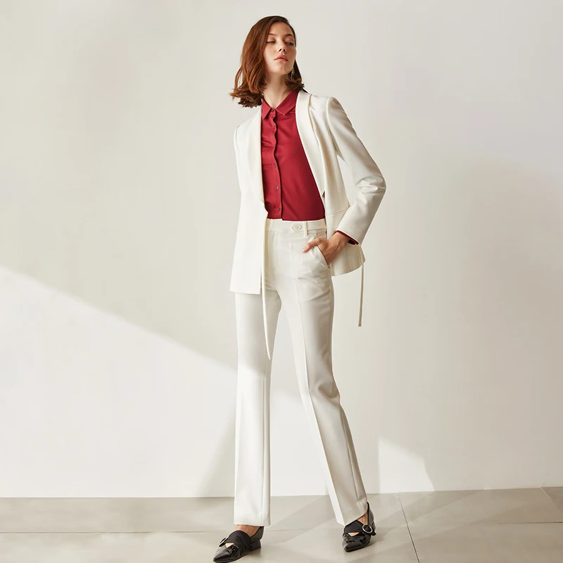 White Slim Fit Female Suits Office Uniform Slant Pockets Women Evening Pant Suits Lady Trouser Suit White Slim Fit Female Suits Office Uniform Slant Pockets Women Evening Pant Suits Lady Trouser Suit
