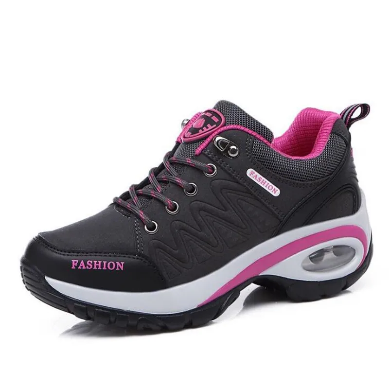 Осенне-зимняя Женская водонепроницаемая походная обувь, бархатные кроссовки с воздушной подушкой, дышащая женская спортивная обувь для прогулок и путешествий - Цвет: 1