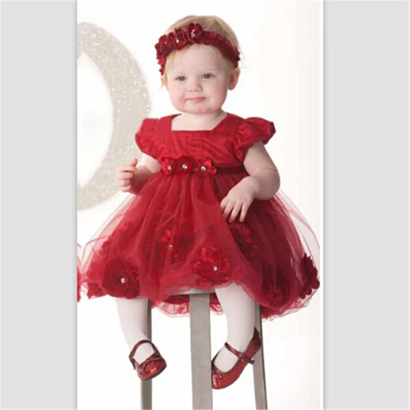 Детское фатиновое платье с коротким рукавом на возраст 0 18 месяцев|kids red|baby girl
