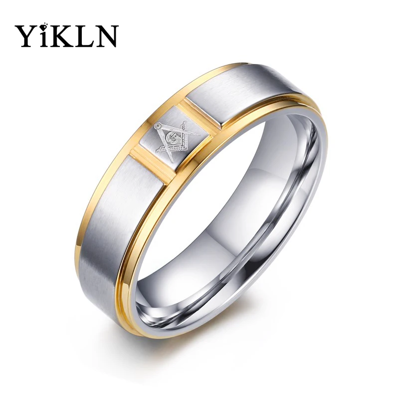 

YiKLN Classic Men's Masonic Rings Jewelry Surgical Steel Wedding Rings For Men US Size 9 To 12 Fine Party Jewelry JR252