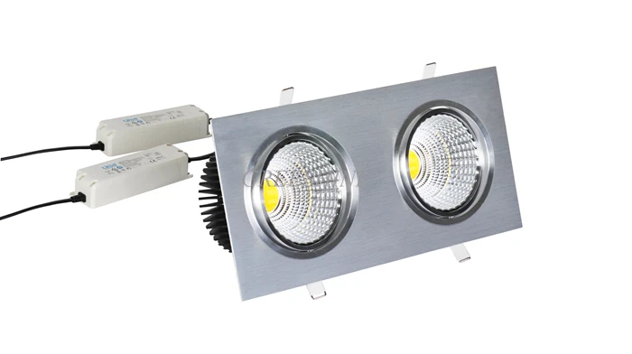 

2X30W 120LM/W Rectangular LED Recessed Ceiling Lamp Dimmable Downlight LED white/silver/black light body CRI>80/85/90 6pcs/lot