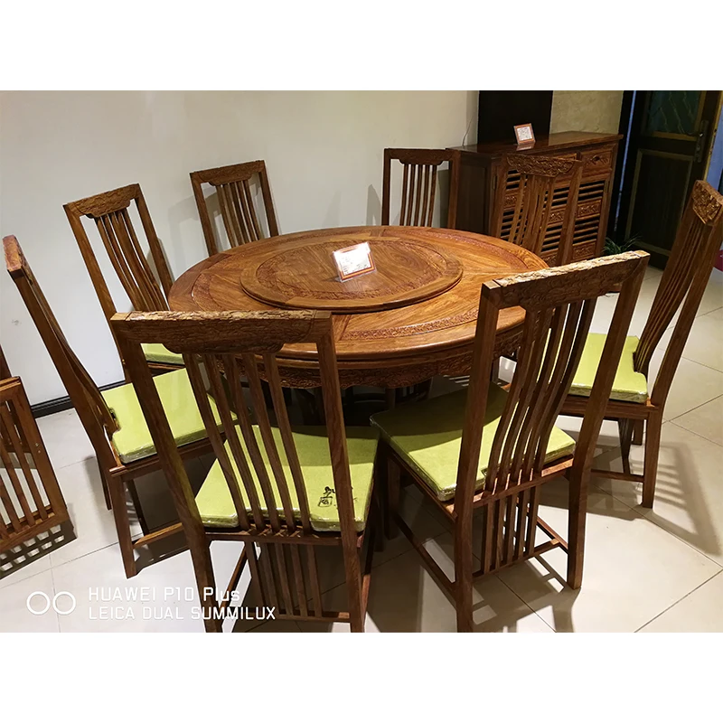 1.38M Hedgehog rosewood Round Table Set 8 Chair Solid Wood Armchair Desk Classic Red wooden Annatto Dining Room Furniture set 1.38M Hedgehog rosewood Round Table Set 8 Chair Solid Wood Armchair Desk Classic Red wooden Annatto Dining Room Furniture set