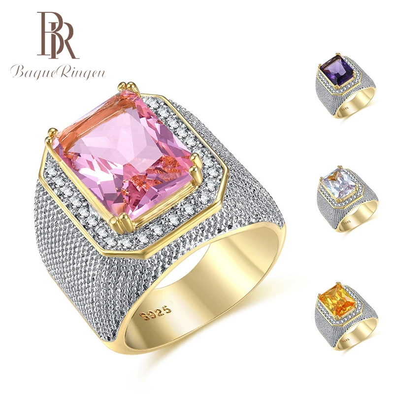 Мужское кольцо Bague Ringen из нержавеющей стали золотого цвета фиолетовое желтое
