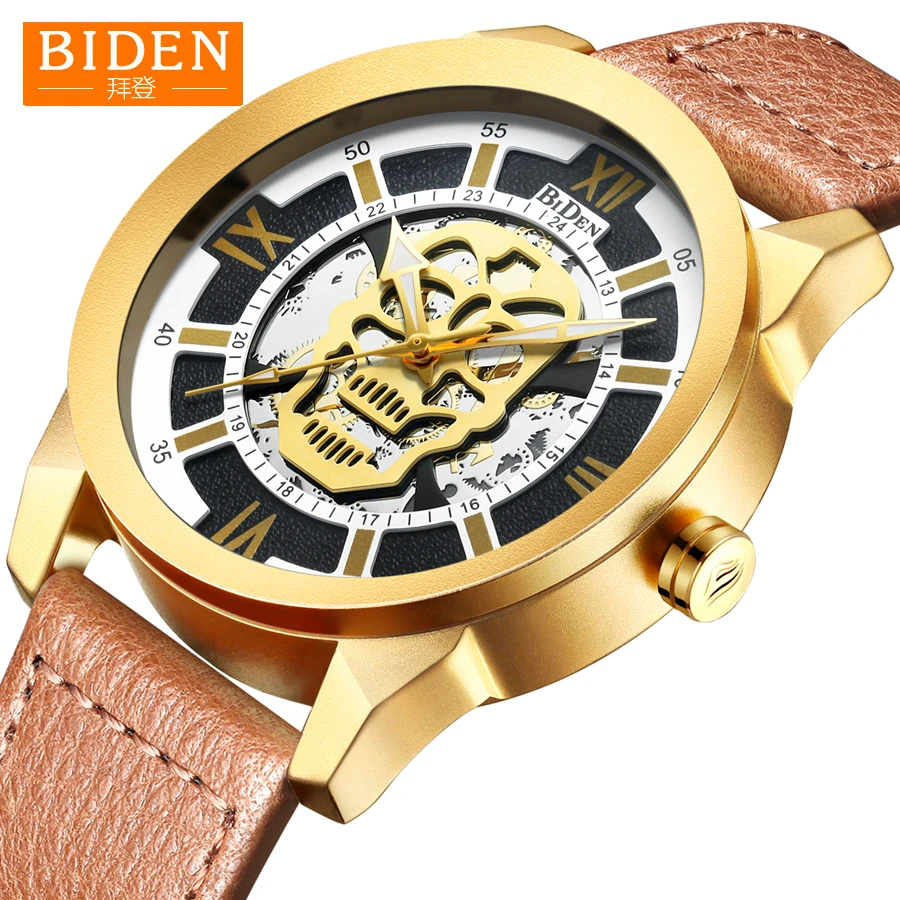 

2018 Skull Designed Watch Men BIDEN Top Brand Sport Quartz Clock Mens Watches Waterproof Watch Relogio Masculino