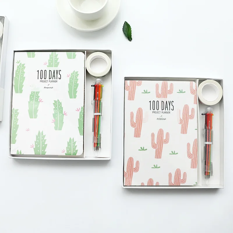 

1set notebook 100 Day Plan Pocket Book Set Creative Notepad New Year Hand Pocket Book Set Birthday Student Gift