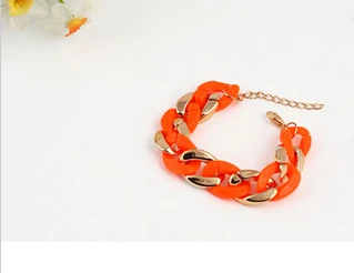 Новое поступление дешевый модный разноцветный акриловый браслет-цепочка, нежный браслет для женщин - Окраска металла: Orange