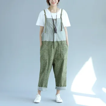

Women Patchwork Denim Jumpsuit summer 2018 Korea style Adjustable strap jeans jumpsuits Overalls Female Loose plus size rompers