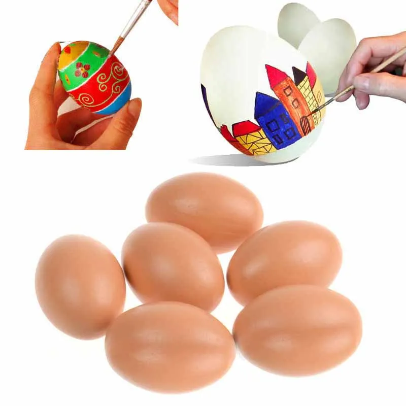 

1PC Wooden Simulation Eggs Children's Toys DIY Creative Painted Prank Fake Egg Graffiti Infant Kitchen Play House Tools Gifts