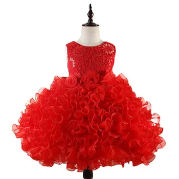 

Flowers Girl Dress Party Birthday wedding princess Toddler baby Girls ball growns Clothes Children Kids Girl Dresses red/pink