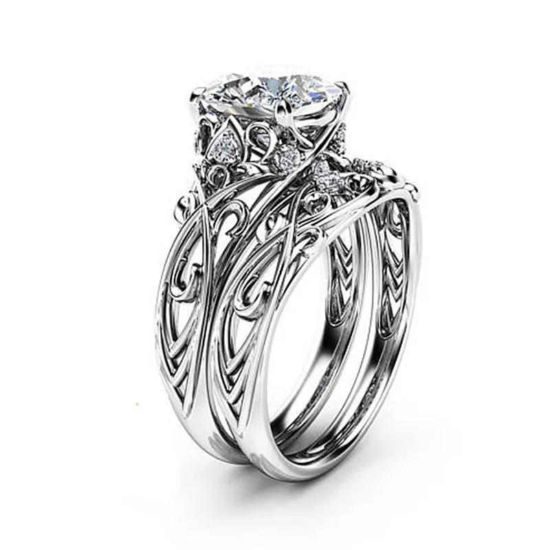 do dower sterling silver platinum plated AAA cubic zircon crystals charms wedding bands engagement ring set for women jewelry | Украшения и