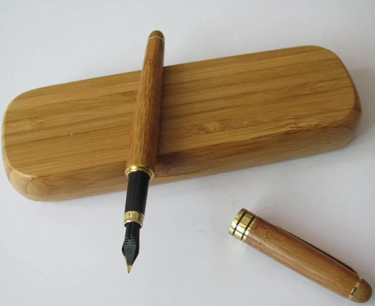 Bamboo pen+ Бамбук ящик для канцелярских подарок/канцелярские принадлежности/логотип компании/школа использования, Может гравировки логотип на них