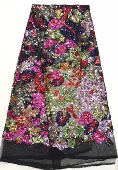 

5 color sequins embroidery colorful flower patterns fashionable European and American style fabrics used for dress party BH77#