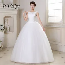 Vestidos De Novia, большие размеры, недорогие свадебные платья без рукавов с круглым вырезом, белые кружевные свадебные платья длиной до пола, бальные платья HS164