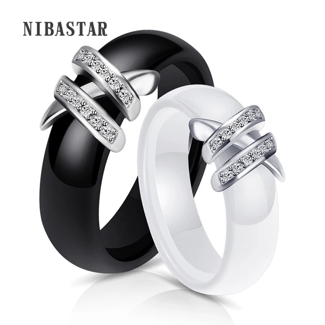 Best 6mm High Quality Black And White Simple Style Two Line Crystal Ziron Cerami Best 6mm High Quality Black And White Simple Style Two Line Crystal Ziron Cerami